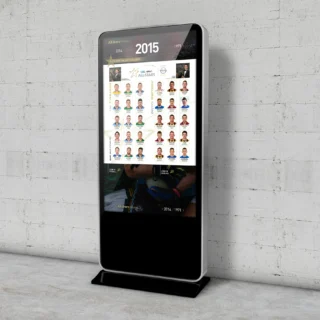 A touchscreen panel featuring profiles of the GAA 2015 football and hurling all-stars.