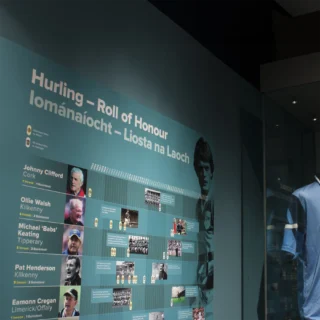 An exhibition panel in the GAA Museum titled Hurling Roll of Honour. It shows players who have won All-Ireland's as both players & managers
