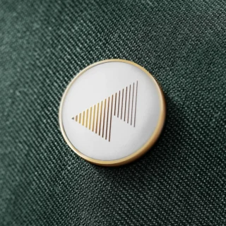 A pin with the WDC logo in gold.