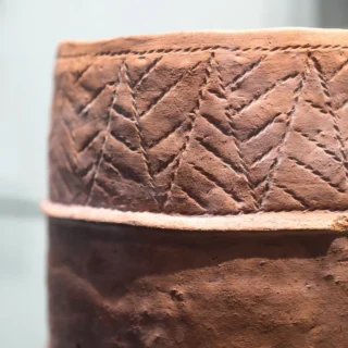 Closeup of one of the pottery replicas.