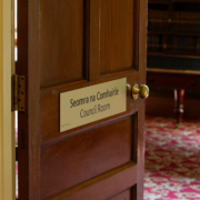 Brass nameplate signage on the door of the Council Room at the Royal Irish Academy