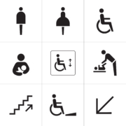 Set of custom wayfinding icons designed for the Royal Irish Academy signage system