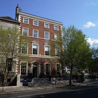 Exterior view of Academy House, the Georgian headquarters of the Royal Irish Academy on Dawson Street, Dublin