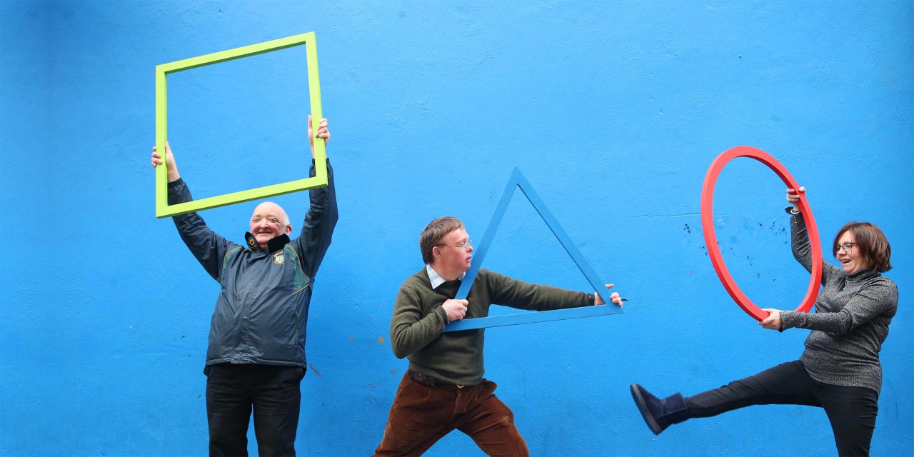 Equinox Theatre Company actors Jim Rohan, Shane Byrne and Belinda Henzey at Project Arts Centre to launch Arts & Disability Ireland’s strategy Leading Change in Arts and Culture 2017-2021. Photo: Leon Farrell/ Photocall Ireland
