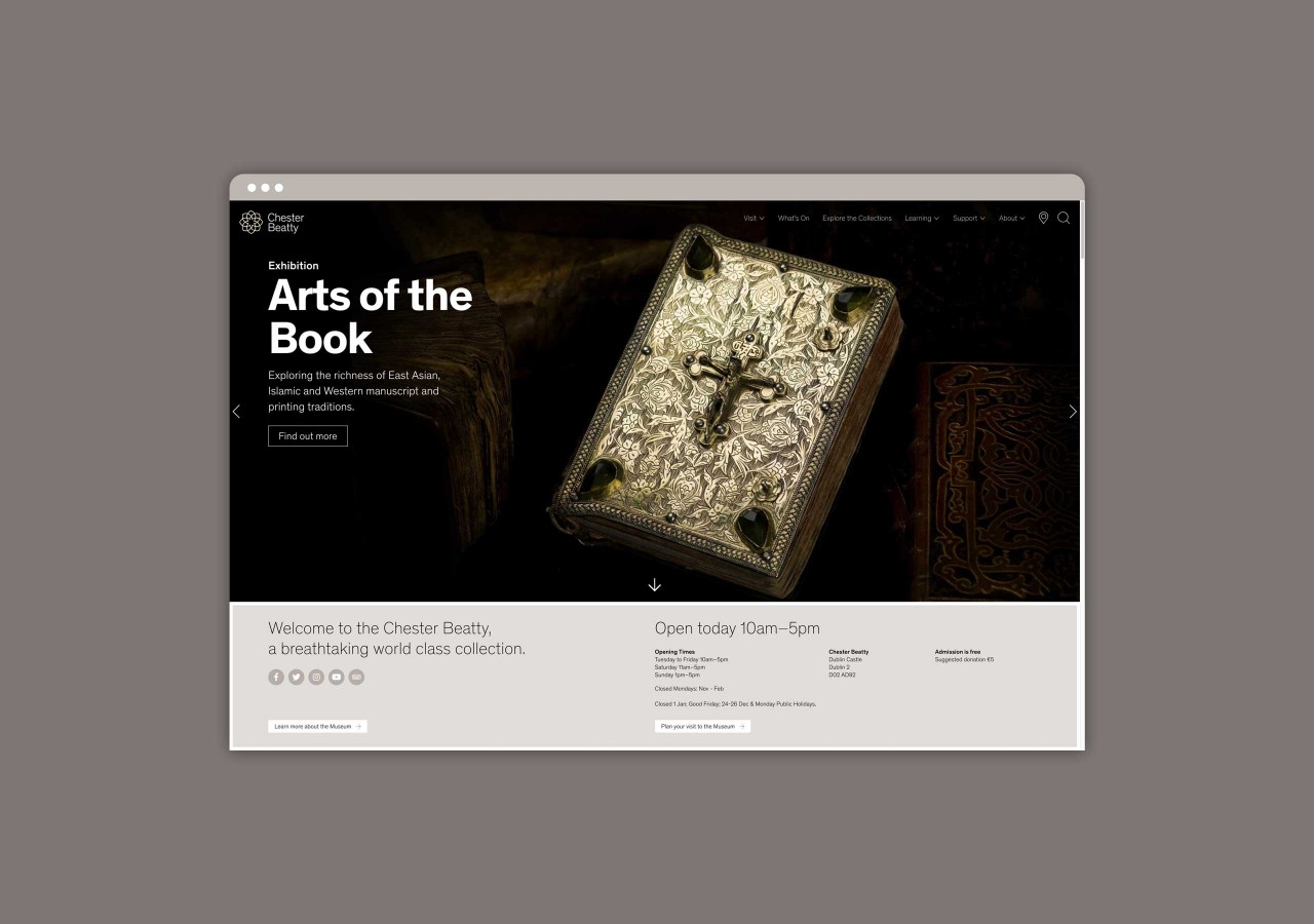 Desktop version of the Chester Beatty website.
