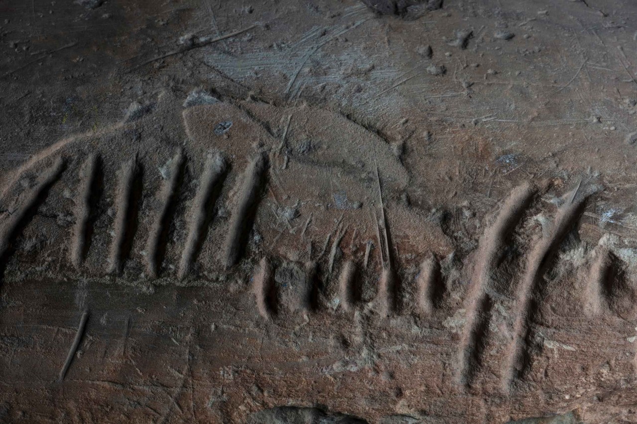 Detail of an Ogham Stone in the West Kerry Museum