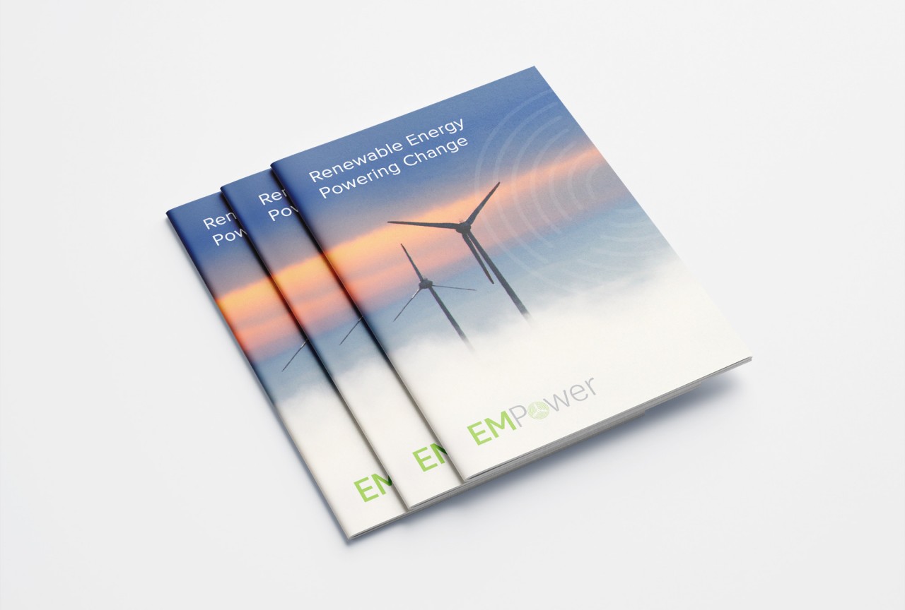 Image of three EM Power Brochures